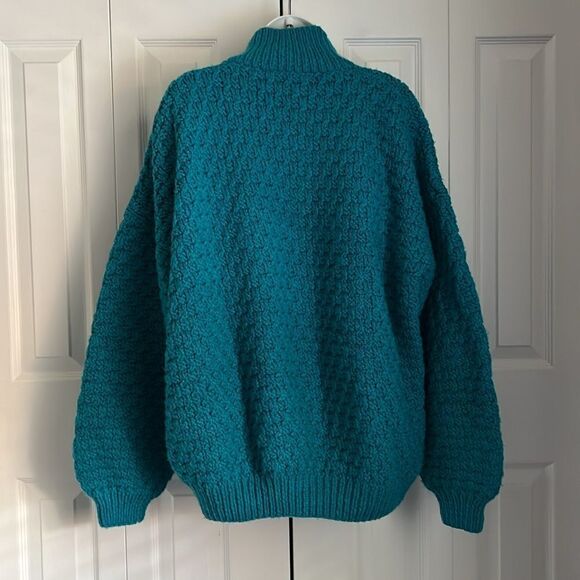 Women’s Handmade Teal Blue Wool Blend Sweater Size M/L (see measurements) - Picture 6 of 9